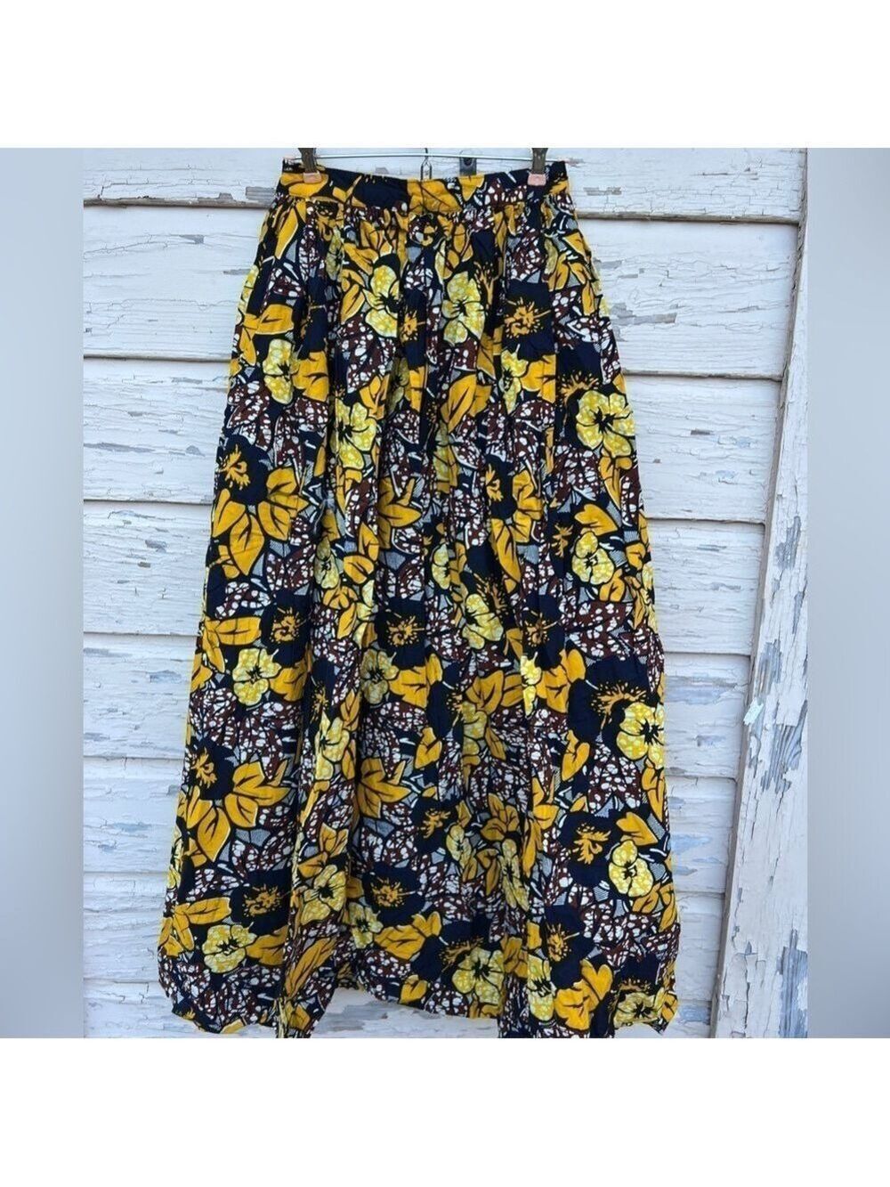Melange Mode African Ankara Tropical Multicolored Ethnic Maxi Skirt Small